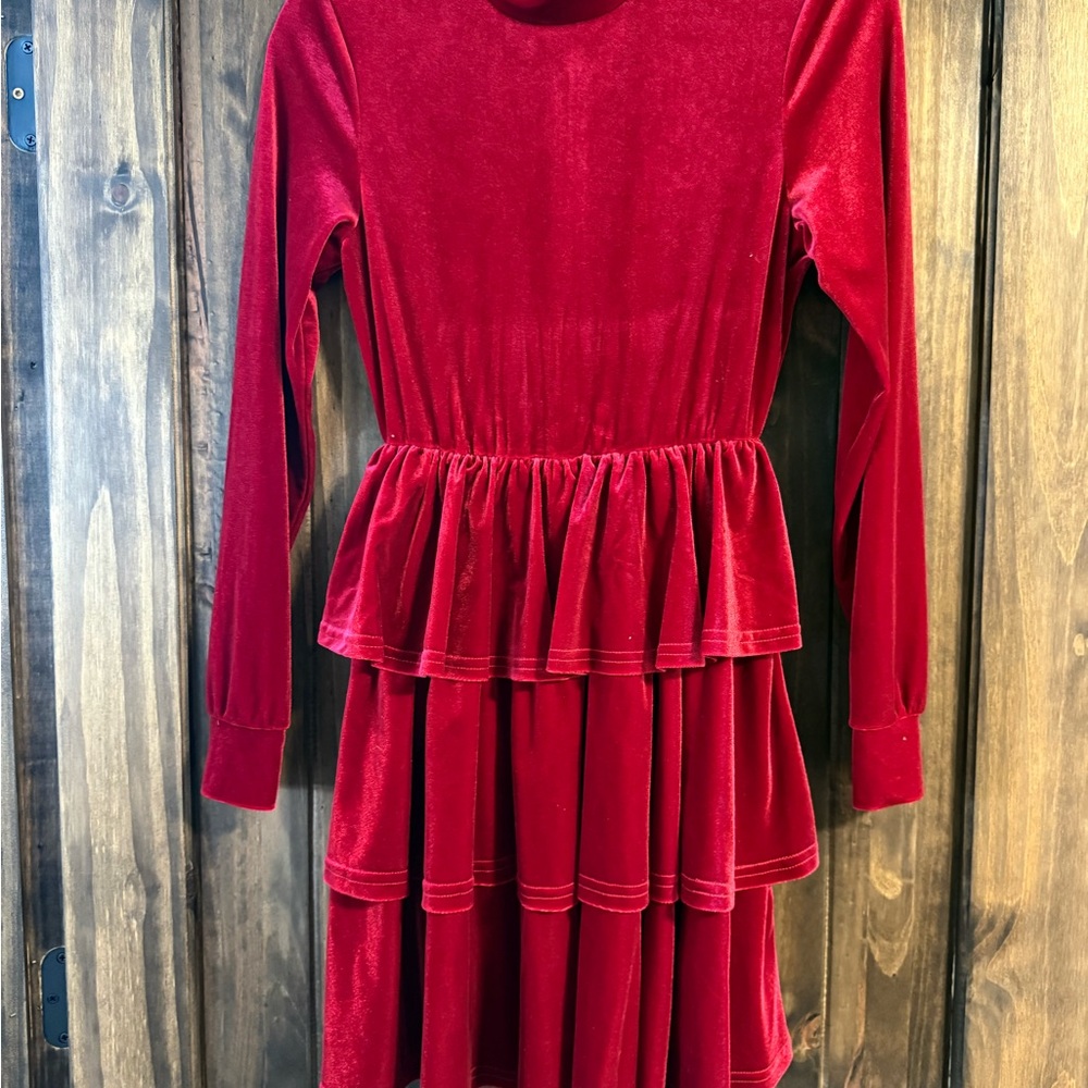 Red Velvet Tiered Dress
